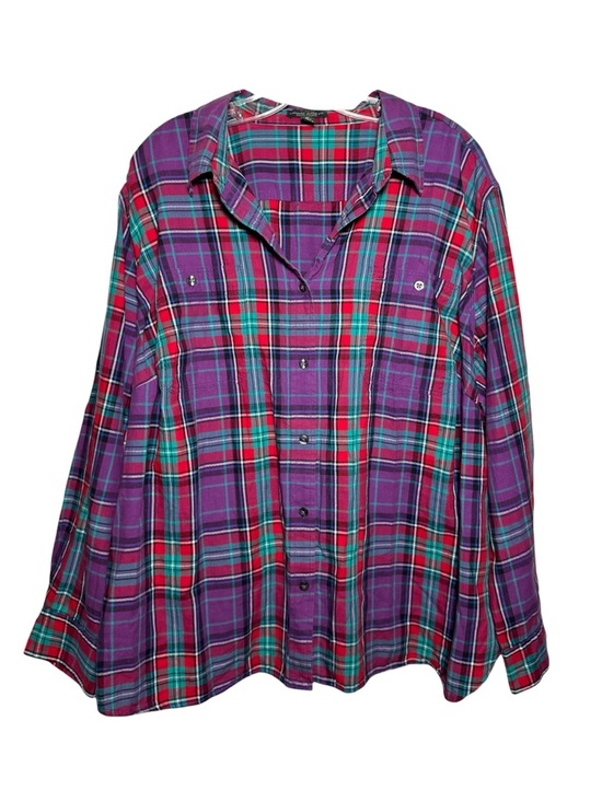 Ralph Lauren Tops - LRL Ralph Lauren Jeans Women 3X Plaid Multicolor Button Up Shirt Pocket Cotton